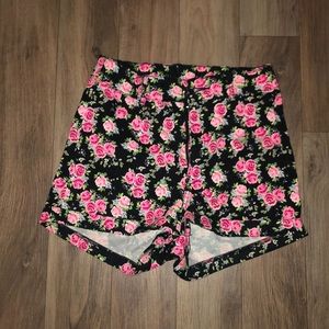 High waisted floral print shorts